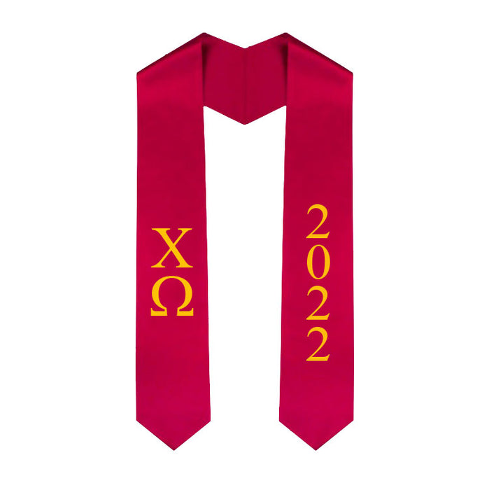 Chi Omega Vertical Grad Stole with Letters & Year