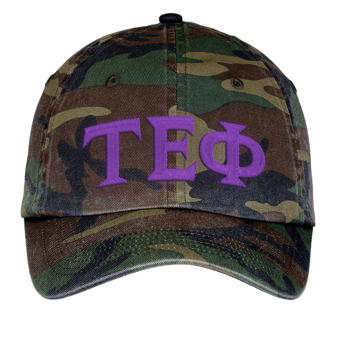Tau Epsilon Phi Letters Embroidered Camouflage Hat