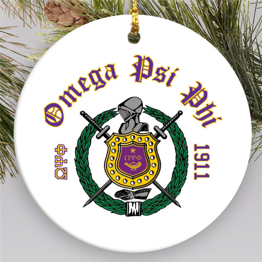 Omega Psi Phi Round Crest Ornament