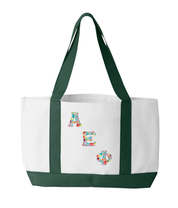 Alpha Epsilon Phi 2-Tone Boat Tote with Sewn-On Letters