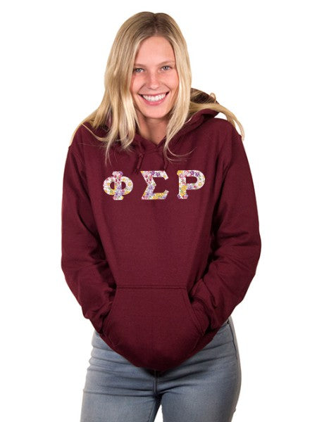 Phi Sigma Rho Unisex Hooded Sweatshirt with Sewn-On Letters