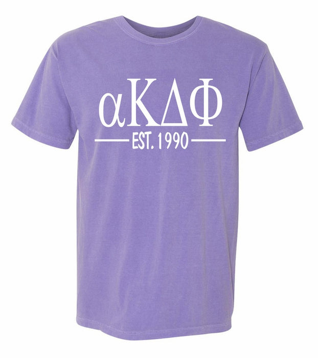 Alpha Kappa Delta Phi Comfort Colors Established Sorority T-Shirt