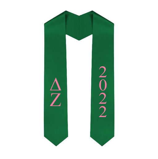 Delta Zeta Vertical Grad Stole with Letters & Year