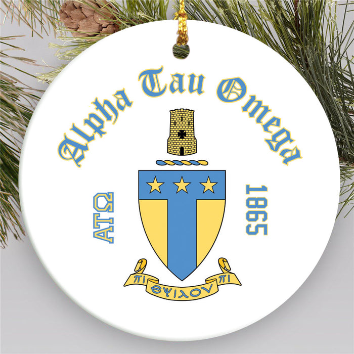 Alpha Tau Omega Round Crest Ornament