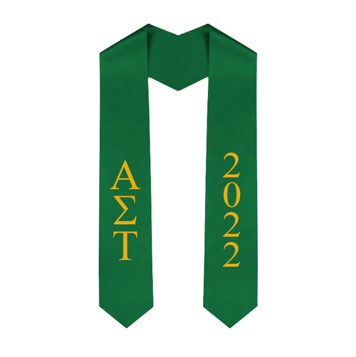 Alpha Sigma Tau Vertical Grad Stole with Letters & Year