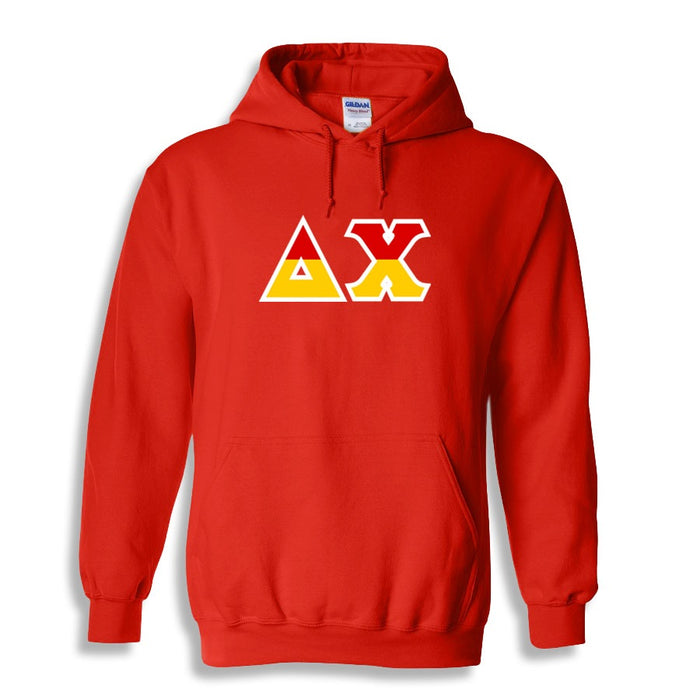 Delta Chi Two Toned Lettered Hooded Sweatshirt