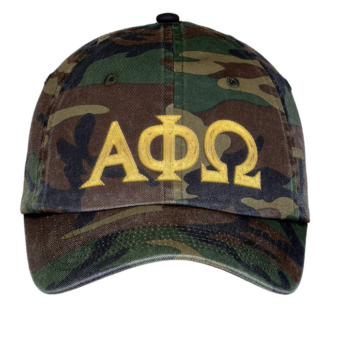 Alpha Phi Omega Letters Embroidered Camouflage Hat