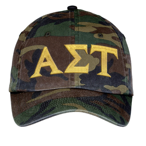 Alpha Sigma Tau Letters Embroidered Camouflage Hat