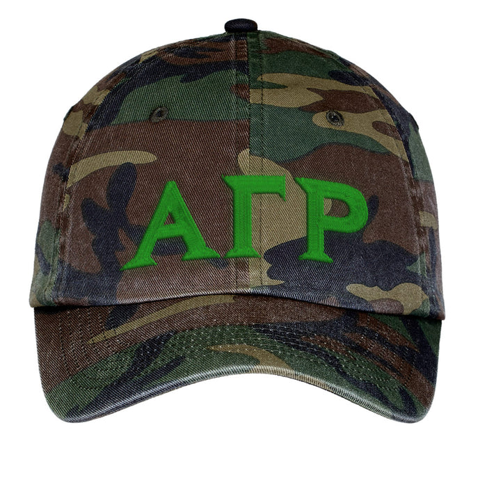 Alpha Gamma Rho Letters Embroidered Camouflage Hat