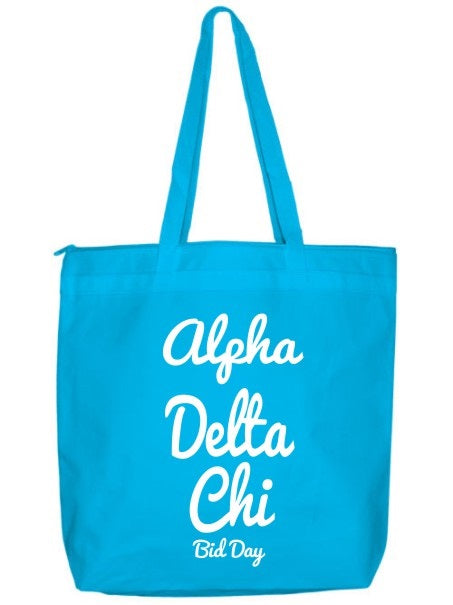 Alpha Delta Chi Zippered Poly Tote