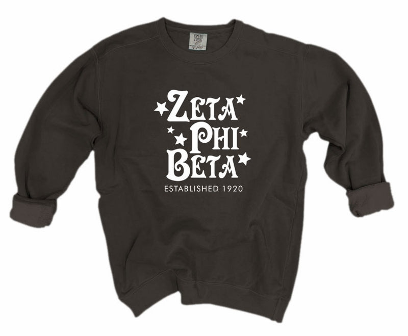 Zeta Phi Beta Comfort Colors Custom Stars Sorority Sweatshirt