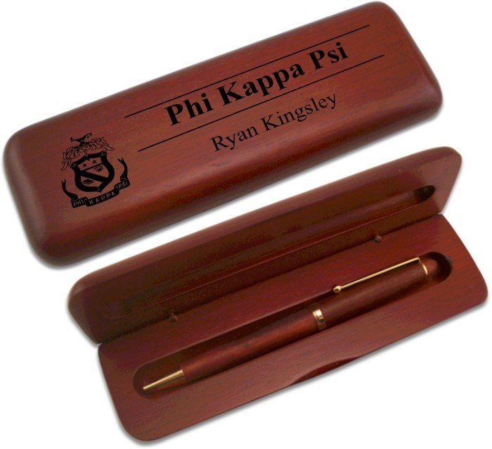 Phi Kappa Psi Wooden Pen Case & Pen