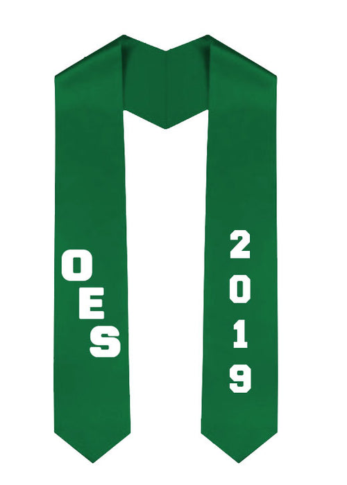 Order Of The Eastern Star Slanted Grad Stole with Letters & Year