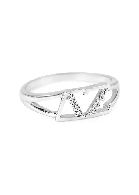 Delta Zeta Sterling Silver Ring with Lab Created Clear Diamond