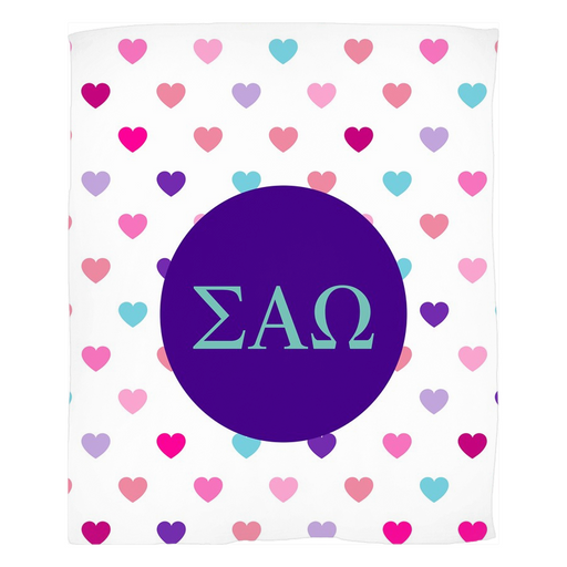 Sigma Alpha Omega Hearts Fleece Blankets
