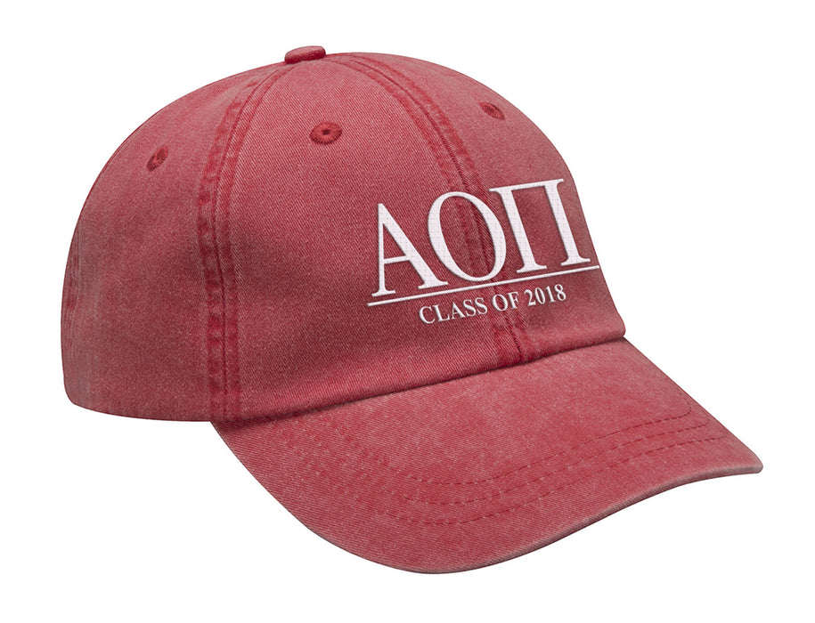 Alpha Omicron Pi Embroidered Hat with Custom Text
