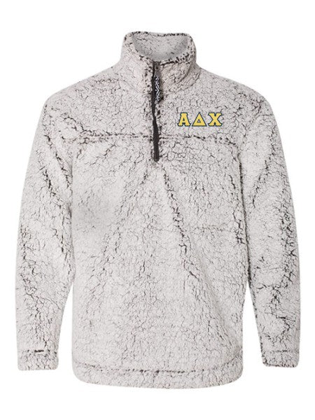 Alpha Delta Chi Embroidered Sherpa Quarter Zip Pullover