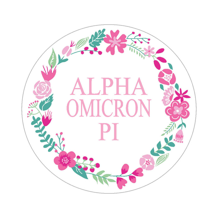 Alpha Omicron Pi Floral Wreath Sticker