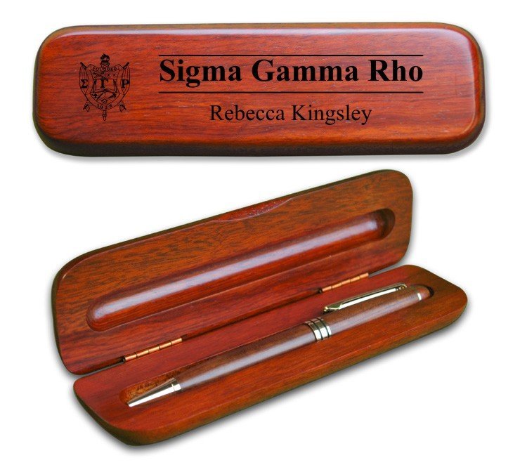Sigma Gamma Rho Wooden Pen Case & Pen