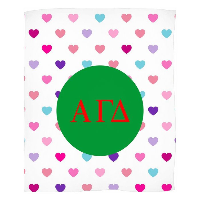 Alpha Gamma Delta Hearts Fleece Blankets Alpha Gamma Delta Hearts Fleece Blankets