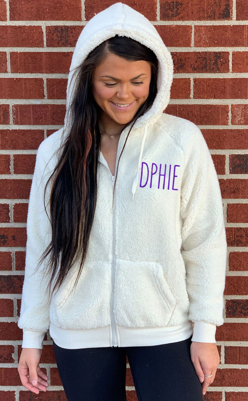 Delta Phi Epsilon Sorority Full Zip Sherpa With Hood