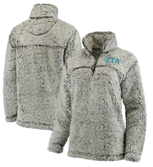 Zeta Tau Alpha Embroidered Sherpa Quarter Zip Pullover