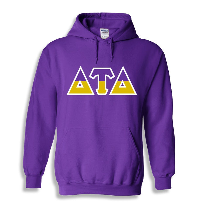 Delta Tau Delta Two Toned Lettered Hooded Sweatshirt