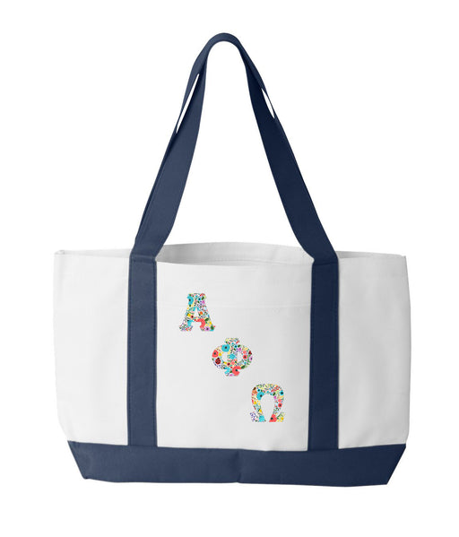 2-Tone Boat Tote with Sewn-On Letters