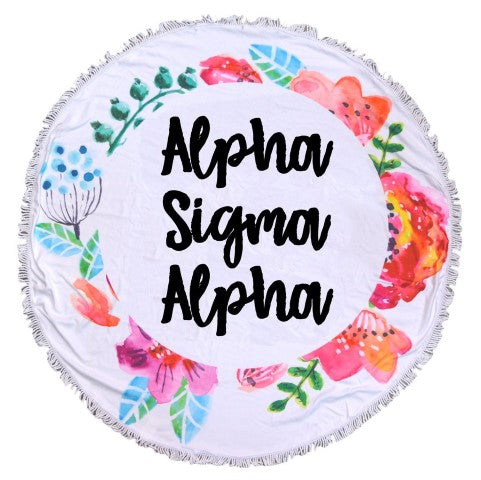 Alpha Sigma Alpha Floral Fringe Towel Blanket