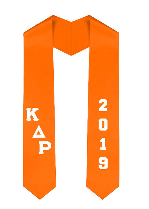 Kappa Delta Rho Slanted Grad Stole with Letters & Year