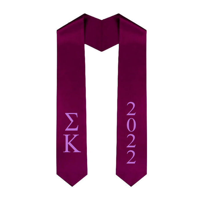 Sigma Kappa Vertical Grad Stole with Letters & Year