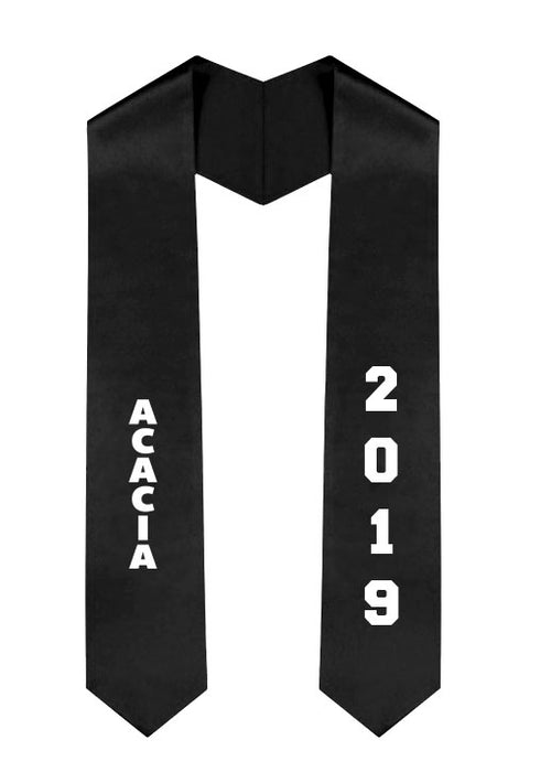 Acacia Slanted Grad Stole with Letters & Year
