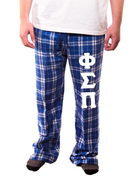 Phi Sigma Pi Pajama Pants with Sewn-On Letters