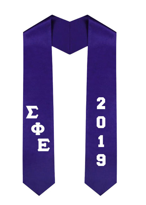Sigma Phi Epsilon Slanted Grad Stole with Letters & Year