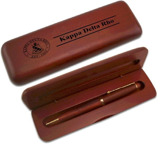 Kappa Delta Rho Wooden Pen Case & Pen