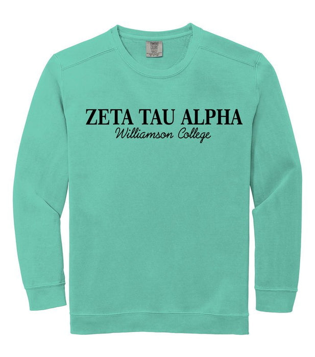 Zeta Tau Alpha Comfort Colors Script Sorority Sweatshirt