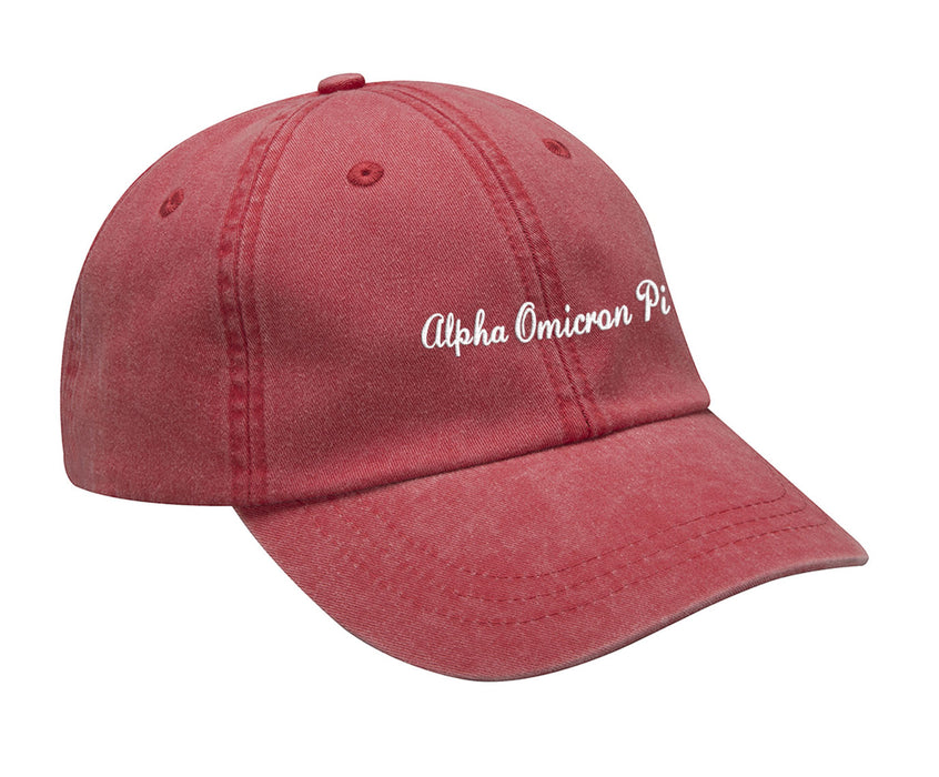 Alpha Omicron Pi Cursive Embroidered Hat