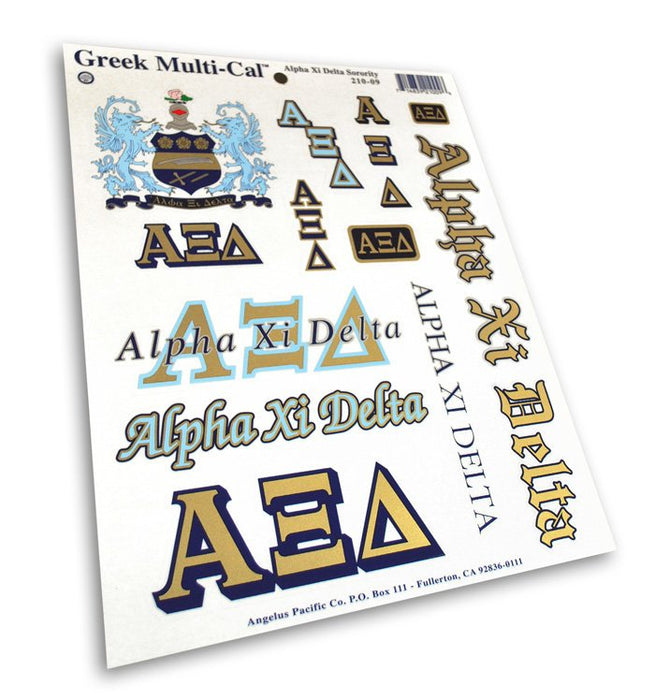 Alpha Xi Delta Multi Greek Decal Sticker Sheet