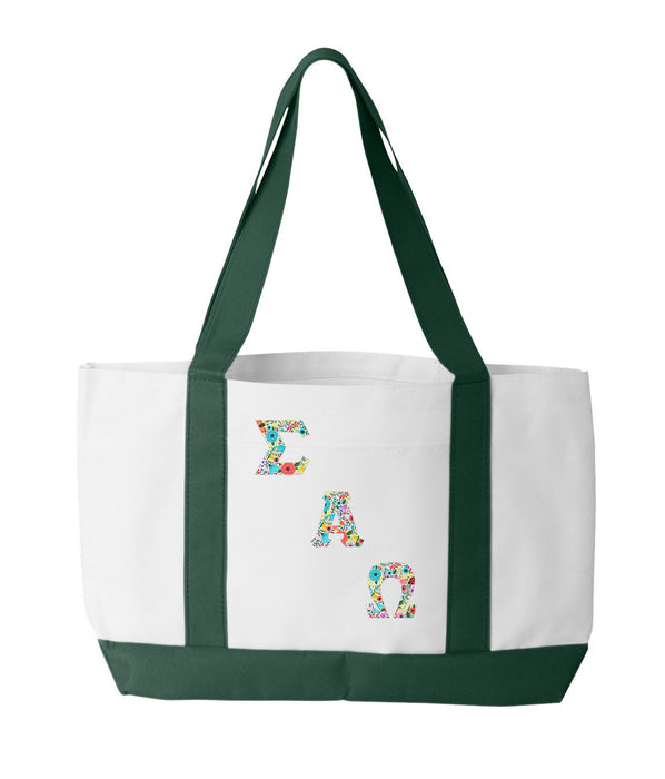 Sigma Alpha Omega 2-Tone Boat Tote with Sewn-On Letters