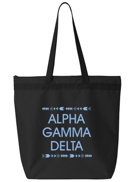 Alpha Gamma Delta Arrow Top Bottom Tote Bag