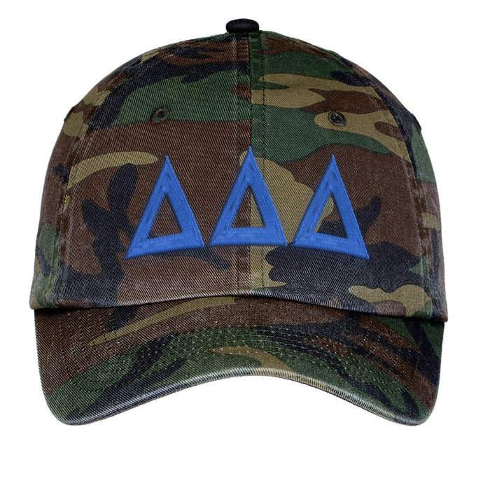 Delta Delta Delta Letters Embroidered Camouflage Hat