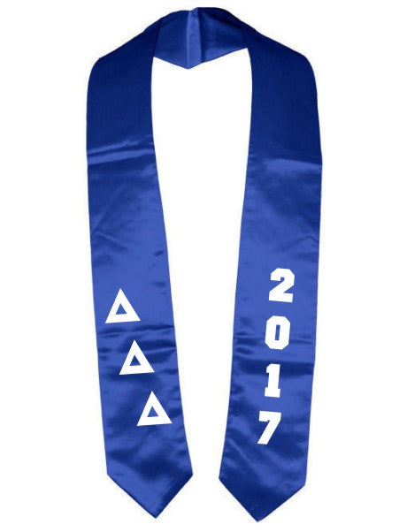 Delta Delta Delta Slanted Grad Stole with Letters & Year