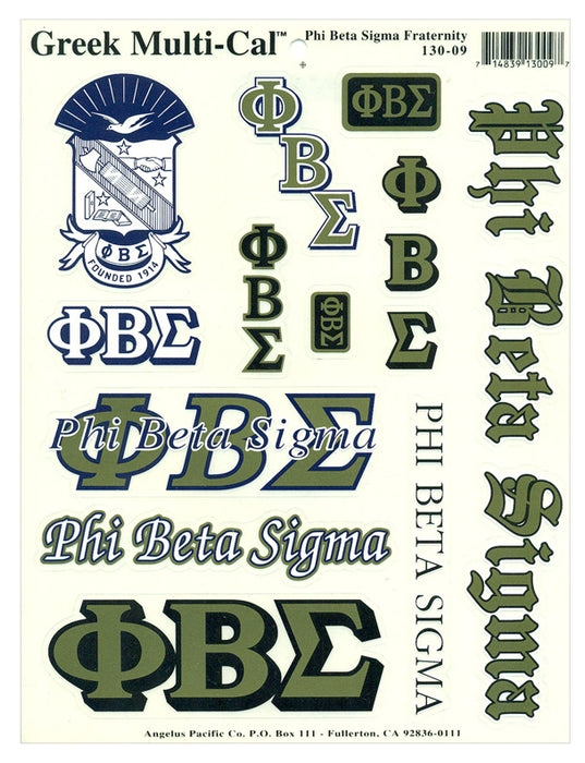 Phi Beta Sigma Multi Greek Decal Sticker Sheet