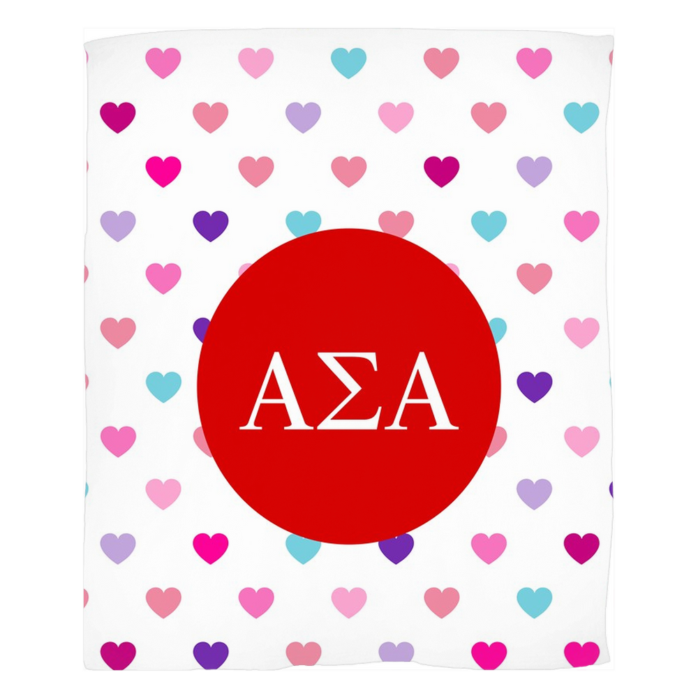 Alpha Sigma Alpha Hearts Fleece Blankets Alpha Sigma Alpha Hearts Fleece Blankets