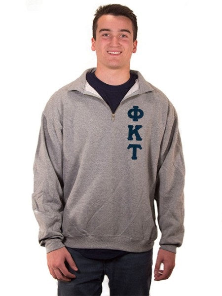Phi Kappa Tau Quarter-Zip with Sewn-On Letters
