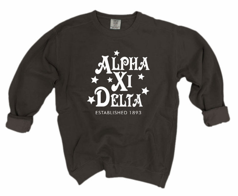 Alpha Xi Delta Comfort Colors Custom Stars Sorority Sweatshirt