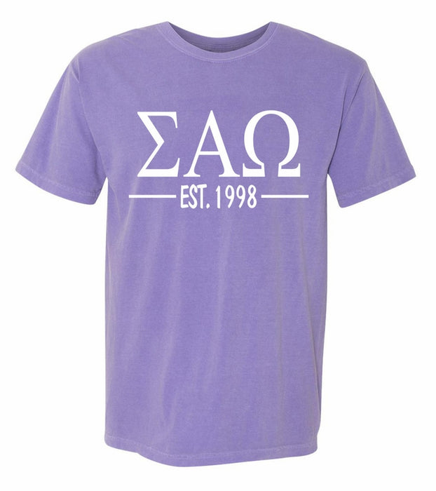 Sigma Alpha Omega Comfort Colors Established Sorority T-Shirt