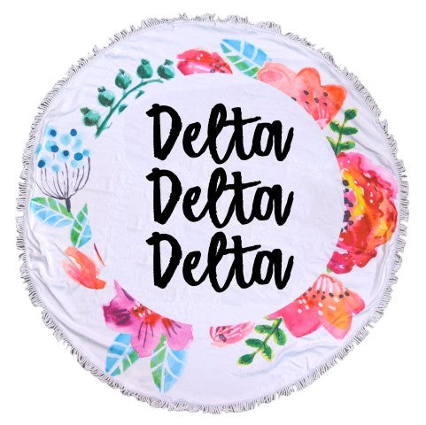 Delta Delta Delta Floral Fringe Towel Blanket
