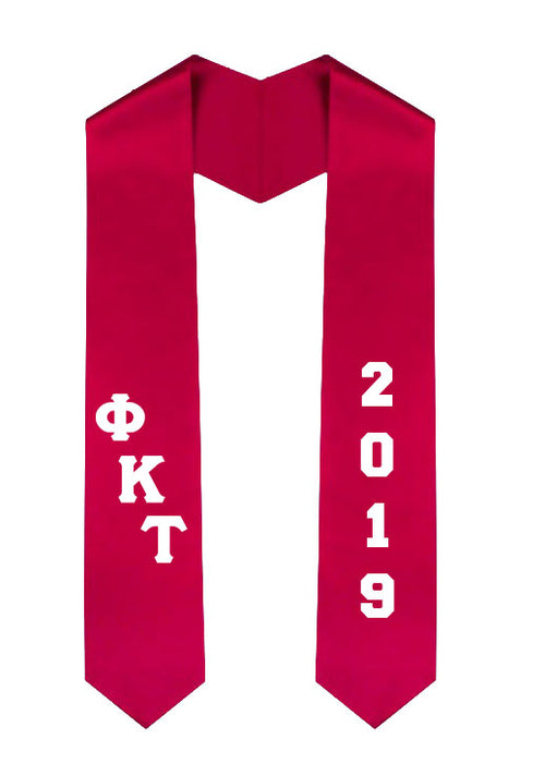 Phi Kappa Tau Slanted Grad Stole with Letters & Year