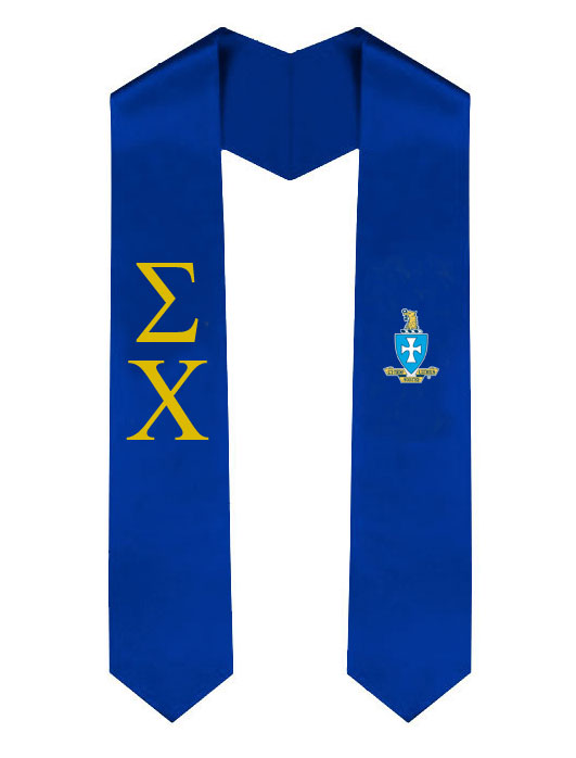Sigma Chi Lettered Graduation Sash Stole with Crest